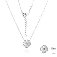 Load image into Gallery viewer, 925 Sterling Silver Single Mother Of Pearl and Cubic Zirconia 4 Leaf Clover Necklace
