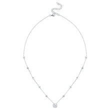 Load image into Gallery viewer, 925 Sterling Silver Round Cubic Zirconia With Halo Pendant Necklace