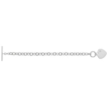 Load image into Gallery viewer, 925 Sterling Silver T Bar Chain / Bracelet With Single Cubic Zirconia Heart Disc Charm