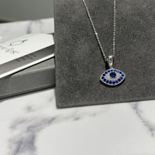Load image into Gallery viewer, 925 Sterling Silver Evil Eye Cubic Zirconia Pendant With Fine Belcher Chain Necklace