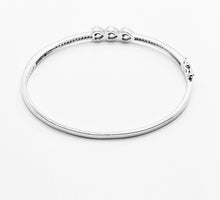 Load image into Gallery viewer, 925 Sterling Silver Ladies Triple Heart Cubic Zirconia Solid Hinged Bangle