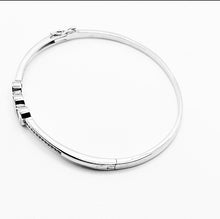Load image into Gallery viewer, 925 Sterling Silver Ladies Triple Heart Cubic Zirconia Solid Hinged Bangle