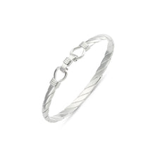 Load image into Gallery viewer, 925 Sterling Silver Gents Solid Loop Catch Twisted Design Bangle