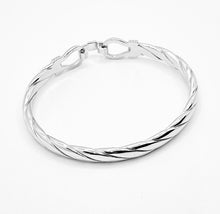 Load image into Gallery viewer, 925 Sterling Silver Gents Heavy Solid Loop Catch Twisted Design Bangle