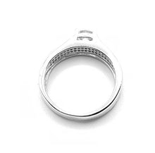 Load image into Gallery viewer, 925 Sterling Silver Ladies Round Cubic Zirconia Ring With 2 Row Pave Set Cubic Zirconia Shoulders