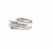 Load image into Gallery viewer, 925 Sterling Silver Ladies Round Cubic Zirconia Ring With Baguette Cubic Zirconia Shoulders 2 Ring Bridal Set