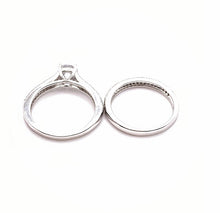 Load image into Gallery viewer, 925 Sterling Silver Ladies Round Cubic Zirconia Ring With Pave Set Cubic Zirconia Shoulders 2 Ring Bridal Set
