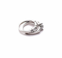 Load image into Gallery viewer, 925 Sterling Silver Ladies Round Cubic Zirconia Ring With Baguette Cubic Zirconia Shoulders 2 Ring Bridal Set