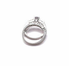 Load image into Gallery viewer, 925 Sterling Silver Ladies Round Cubic Zirconia Ring With Baguette Cubic Zirconia Shoulders 2 Ring Bridal Set