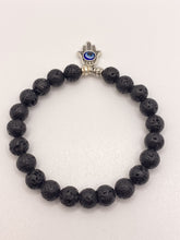 Load image into Gallery viewer, Black Lava Bead & Evil Eye Bracelet 1