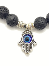 Load image into Gallery viewer, Black Lava Bead & Evil Eye Bracelet 1