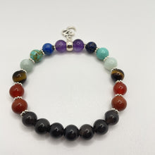 Load image into Gallery viewer, Ice Obsidian Om Charm Chakra Bracelet 3