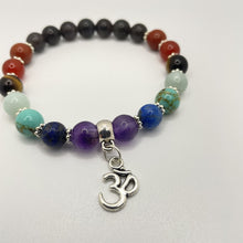 Load image into Gallery viewer, Ice Obsidian Om Charm Chakra Bracelet 3