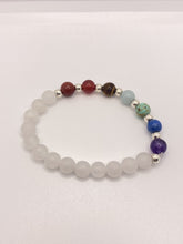 Load image into Gallery viewer, Frosted White Jade Chakra Bracelet 4