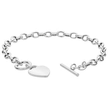 Load image into Gallery viewer, 925 Sterling Silver T Bar Chain / Bracelet With Plain Heart Disc Charm