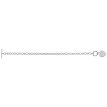 Load image into Gallery viewer, 925 Sterling Silver T Bar Chain / Bracelet With Single Cubic Zirconia Heart Disc Charm