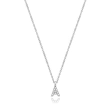 Load image into Gallery viewer, 925 Sterling Silver Dainty Cubic Zirconia Initial Pendant With A Fine Belcher Chain