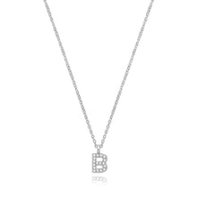 Load image into Gallery viewer, 925 Sterling Silver Dainty Cubic Zirconia Initial Pendant With A Fine Belcher Chain