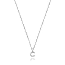 Load image into Gallery viewer, 925 Sterling Silver Dainty Cubic Zirconia Initial Pendant With A Fine Belcher Chain