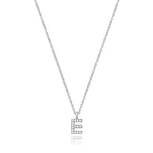 Load image into Gallery viewer, 925 Sterling Silver Dainty Cubic Zirconia Initial Pendant With A Fine Belcher Chain