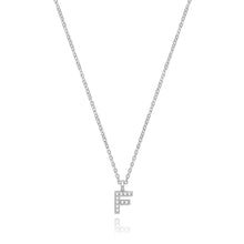 Load image into Gallery viewer, 925 Sterling Silver Dainty Cubic Zirconia Initial Pendant With A Fine Belcher Chain