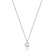Load image into Gallery viewer, 925 Sterling Silver Dainty Cubic Zirconia Initial Pendant With A Fine Belcher Chain