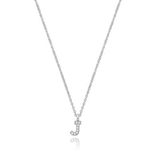 Load image into Gallery viewer, 925 Sterling Silver Dainty Cubic Zirconia Initial Pendant With A Fine Belcher Chain