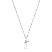 Load image into Gallery viewer, 925 Sterling Silver Dainty Cubic Zirconia Initial Pendant With A Fine Belcher Chain
