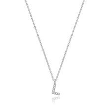 Load image into Gallery viewer, 925 Sterling Silver Dainty Cubic Zirconia Initial Pendant With A Fine Belcher Chain
