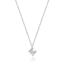 Load image into Gallery viewer, 925 Sterling Silver Dainty Cubic Zirconia Initial Pendant With A Fine Belcher Chain