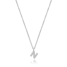 Load image into Gallery viewer, 925 Sterling Silver Dainty Cubic Zirconia Initial Pendant With A Fine Belcher Chain