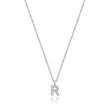 Load image into Gallery viewer, 925 Sterling Silver Dainty Cubic Zirconia Initial Pendant With A Fine Belcher Chain