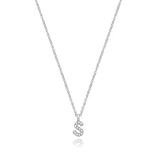 Load image into Gallery viewer, 925 Sterling Silver Dainty Cubic Zirconia Initial Pendant With A Fine Belcher Chain