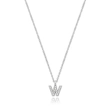 Load image into Gallery viewer, 925 Sterling Silver Dainty Cubic Zirconia Initial Pendant With A Fine Belcher Chain