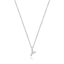 Load image into Gallery viewer, 925 Sterling Silver Dainty Cubic Zirconia Initial Pendant With A Fine Belcher Chain