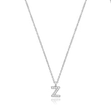Load image into Gallery viewer, 925 Sterling Silver Dainty Cubic Zirconia Initial Pendant With A Fine Belcher Chain