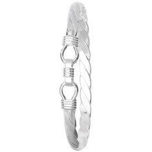 Load image into Gallery viewer, 925 Sterling Silver Gents Solid Loop Catch Twisted Design Bangle