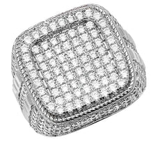Load image into Gallery viewer, 925 Sterling Silver Gents Cubic Zirconia Encrusted Square Ring