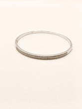 Load image into Gallery viewer, 925 Sterling Silver Ladies 2 Row Cubic Zirconia Solid Hinged Bangle