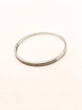 Load image into Gallery viewer, 925 Sterling Silver Ladies 2 Row Cubic Zirconia Solid Hinged Bangle