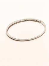 Load image into Gallery viewer, 925 Sterling Silver Ladies 2 Row Cubic Zirconia Solid Hinged Bangle