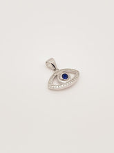Load image into Gallery viewer, 925 Sterling Silver Cubic Zirconia Evil Eye Pendant With Blue Stone
