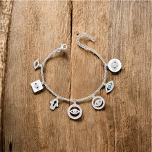 Load image into Gallery viewer, 925 Sterling Silver Ladies Cubic Zirconia Evil Eye, and Hamsa Hand Charm Bracelet
