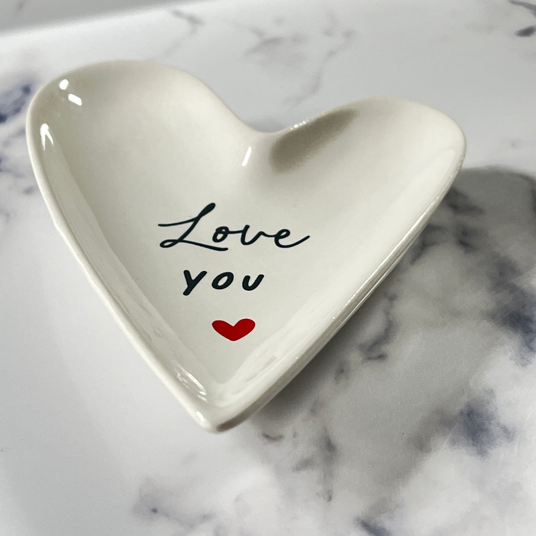 Love You White Heart Trinket Dish