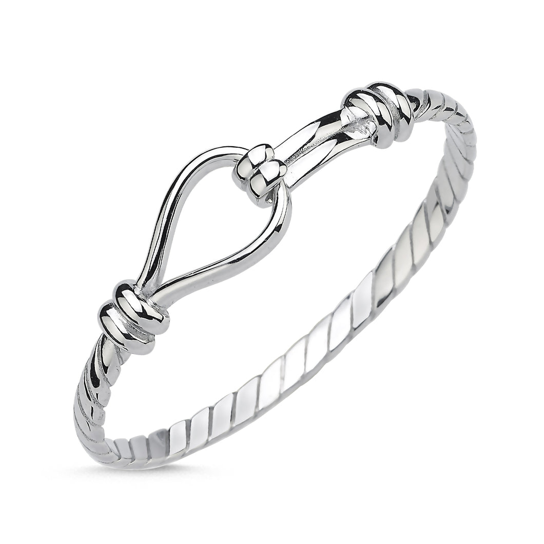925 Sterling Silver Baby Solid Twisted Hook Design Bangle