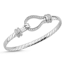 Load image into Gallery viewer, 925 Sterling Silver Baby Solid Cubic Zirconia Twisted Hook Design Bangle
