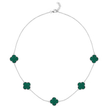 Load image into Gallery viewer, 925 Sterling Silver Malachite 4 Leaf Clover Design Necklace
