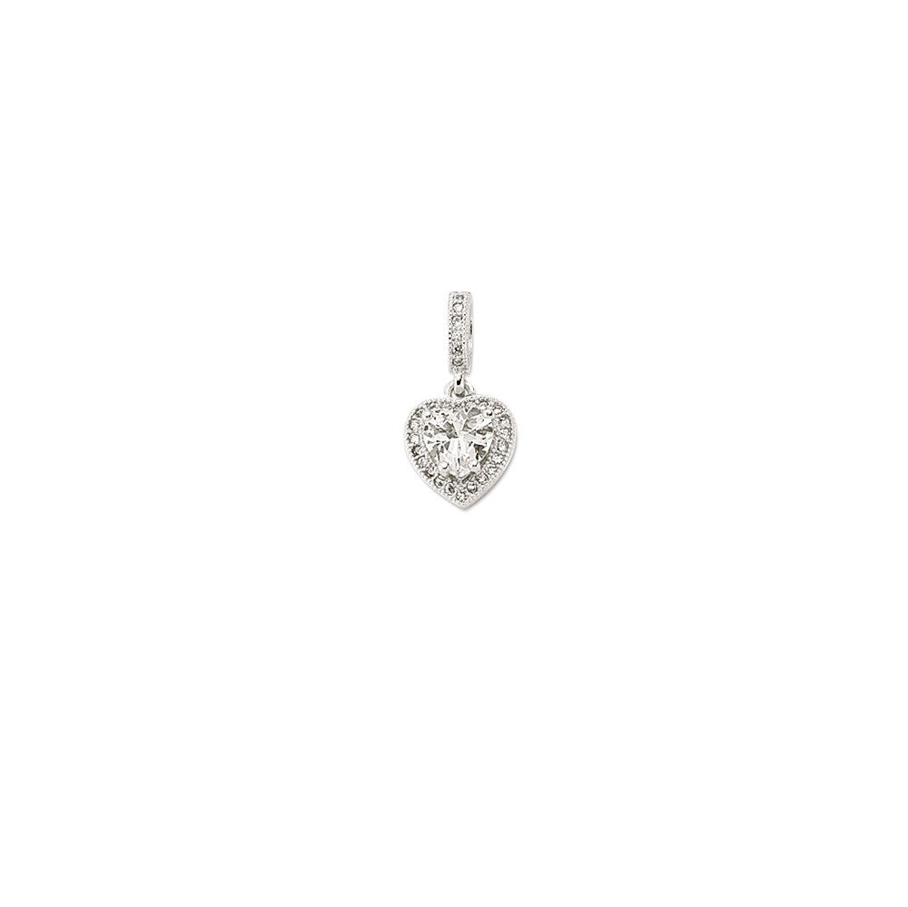 925 Sterling Silver Cubic Zirconia Heart With Halo Pendant