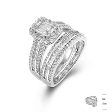Load image into Gallery viewer, 925 Sterling Silver Ladies Baguette Cubic Zirconia 2 Ring Set
