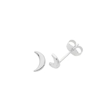 Load image into Gallery viewer, 925 Sterling Silver Gold Plated Plain Crescent Moon Stud Earrings
